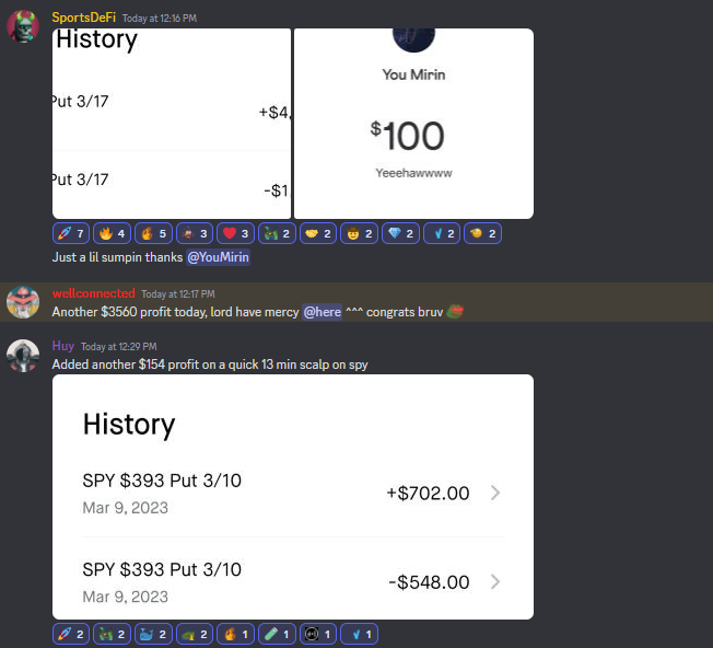 shadowlabsio's tweet photo. Just when you thought all we crushed was NFT's... Today we had a MASSIVE day in our Stock Options category with members making $14,000 in profits.. 

Cant make this up, see for yourself... 💰

Who is ready for some free trial memberships? Like and RT this for 40 trial passes 🔥 https://t.co/0kttESrjAz