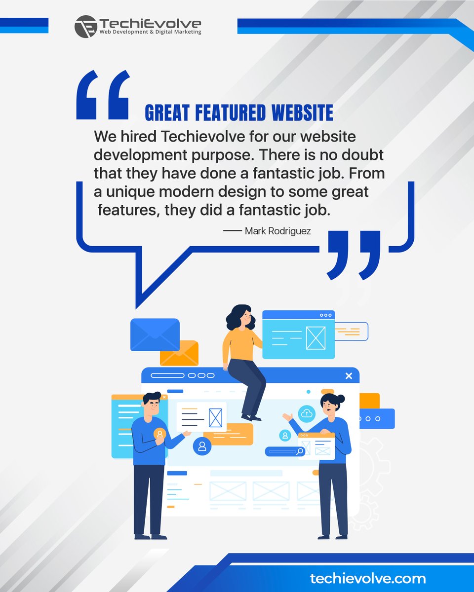 TechiEvolve's tweet photo. Want optimum website development services?
TechiEvolve is the place you must seek. Their in-house professionals consist of experienced and expert marketers who make website development services look like a cake-walk!
#customerreview #happycustomer #ClientThoughts https://t.co/uyTnn0Q7F0