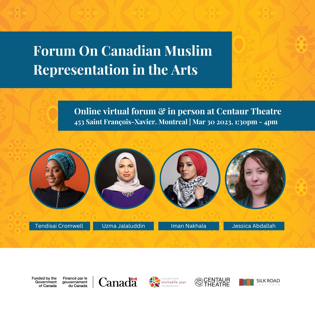 Join us on March 30th, at our FREE in-person &amp; virtual forum where we discuss the challenges Muslim and under-represented communities face in the arts &amp; culture industry, and ways to increase youth engagement in the arts. Register: silkroadforum.eventbrite.ca