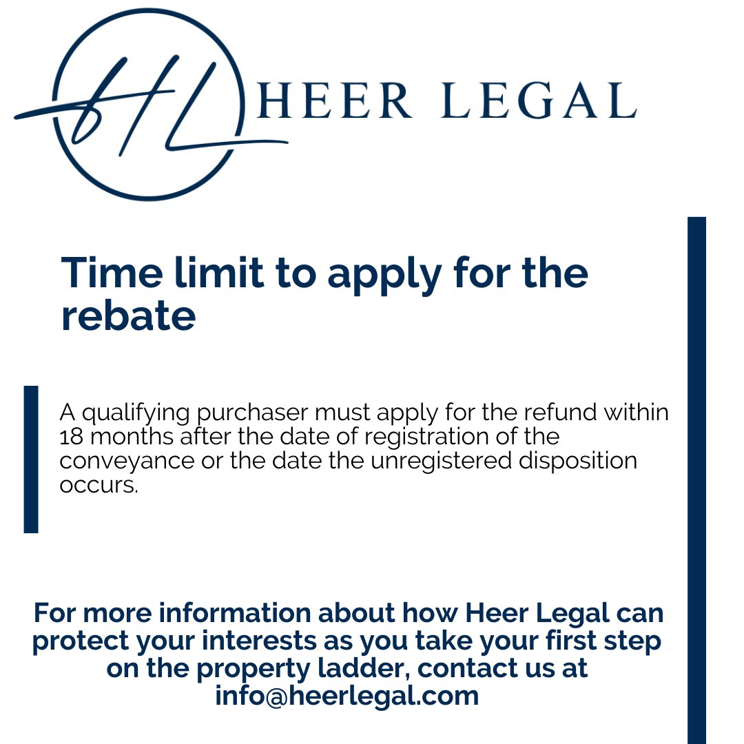 When you purchase land or an interest in land in Ontario, you are required to pay Land Transfer Tax. Fortunately, as a first-time home buyer, you may be eligible for a refund of all or part of the tax payable. Swipe to learn more about how you can obtain a refund! 

#HeerLegal