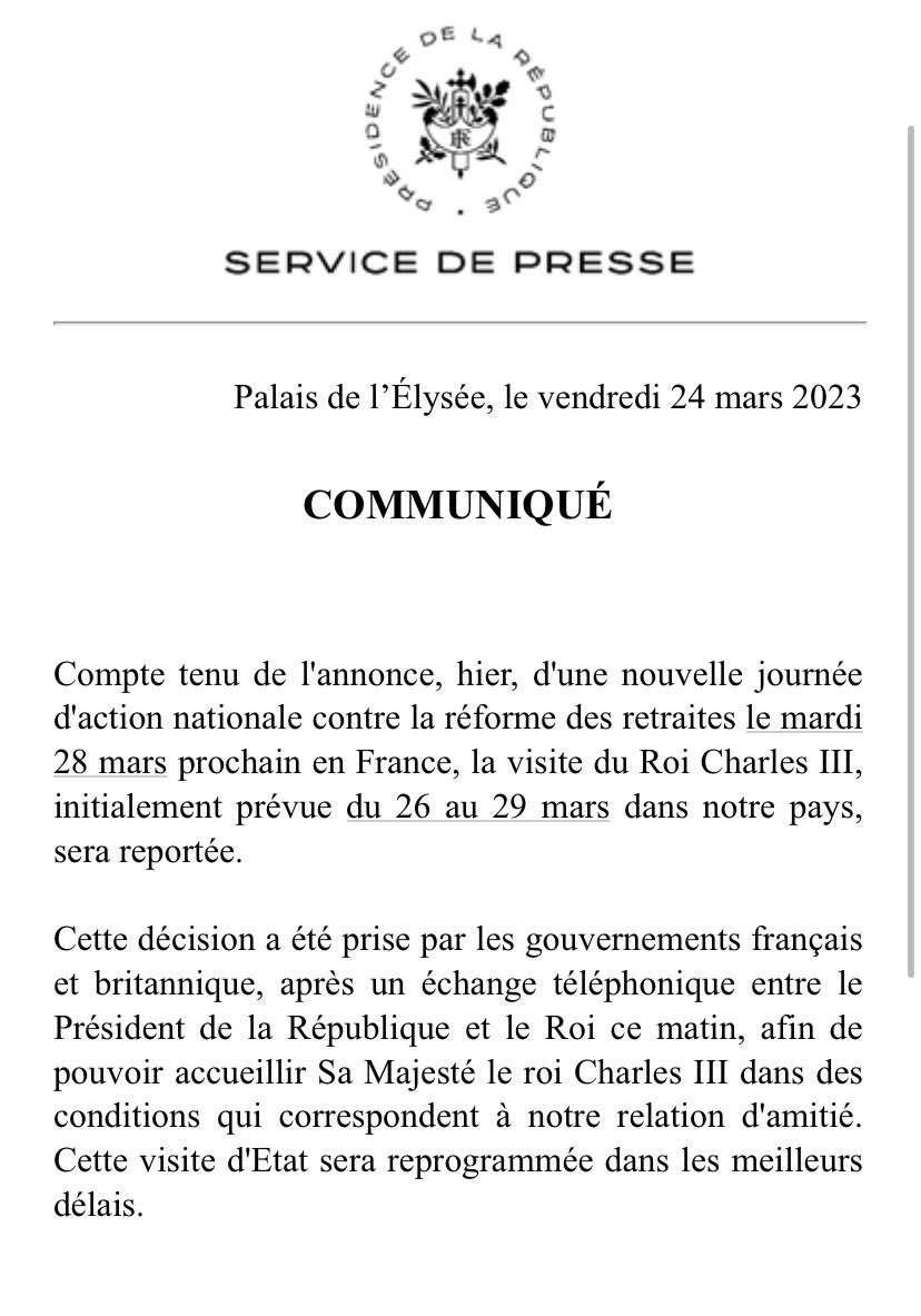 Mieux vaut en rire:

Échec au roi qui n’est pas celui  qu’on croit.
Et qu’on se batte jusqu’à l’échec et mat!

#64ansCestNon 
RDV le #28Mars pour une 10e journée nationale de mobilisation qui peut être déterminante ❗️