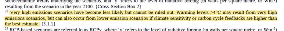 Personally I think this statement in the IPCC report deserves more than a footnote

"Warming levels of >4C may result from very high emissions scenarios, but can also occur from lower emissions scenarios if climate sensitivity or carbon cycle feedbacks are higher than est."