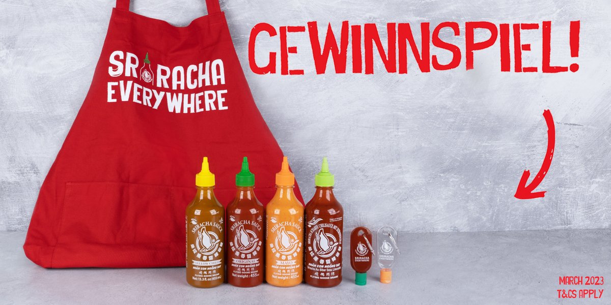 Sriracha_DE's tweet photo. FOLGE UNS &amp; RT für deine Chance, dieses beeindruckende Set an Flying Goose Sriracha zu #GEWINNEN 🤤🤤🤤

Lese dir unsere Allgemeinen Geschäftsbedingungen auf unserer eigenen Webseite durch: https://t.co/yy4o5oEFWK

#Giveaway #FreebieFriday https://t.co/45jnzAC6GV