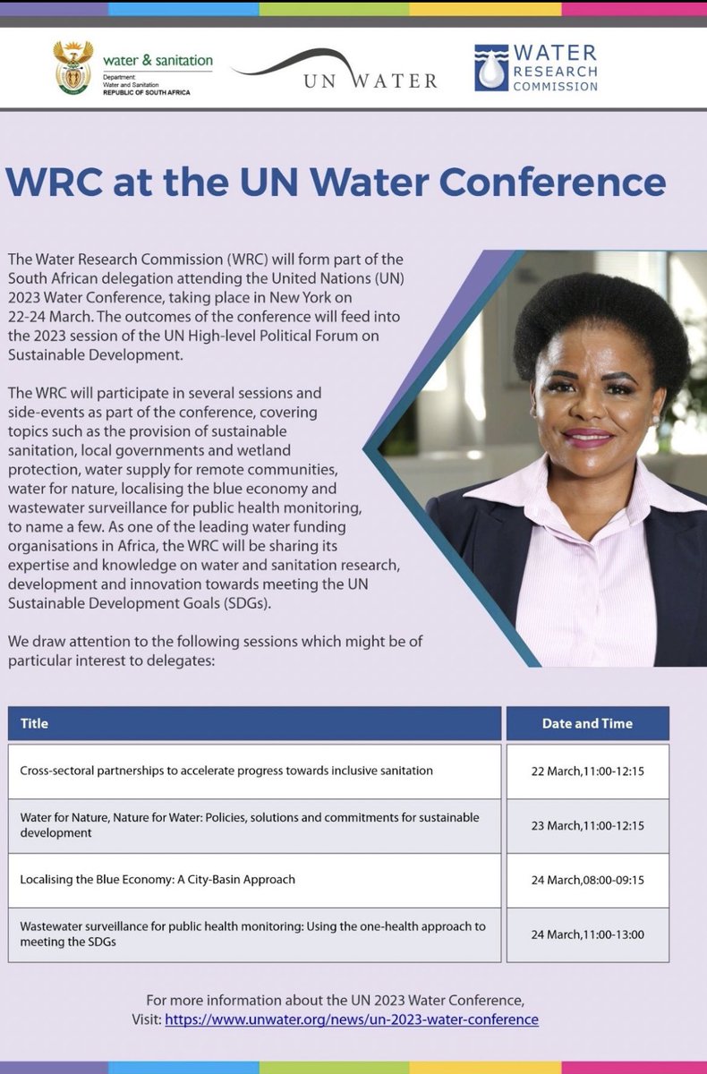Dr Jennifer Molwantwa, WRC CEO, at her session on “Cross-sectoralpartnershipstoaccelerate progress towards inclusive sanitation”.

Representatives from the public, private, and social sectors discussed their perspectives