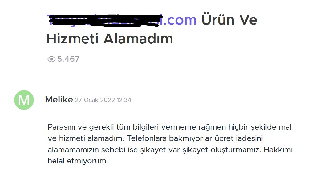 Parayla tez yazdıran bir öğrencinin şikayeti:

"Parasını.. vermeme rağmen hiçbir şekilde mal ve hizmeti alamadım.. Hakkımı helal etmiyorum.."
