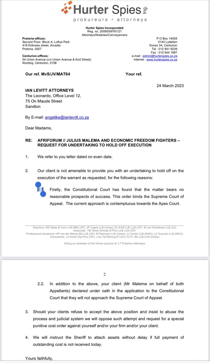 kalliekriel's tweet photo. If @Julius_S_Malema and the @EFFSouthAfrica do not pay the money they owe to @afriforum by the end of the day, we will instruct the sheriff to attach their property for execution.

What should AfriForum attach first? #Malema's Breitling watch or Gucci shoes? #PayBackTheMoney https://t.co/hQuHEwP2WU