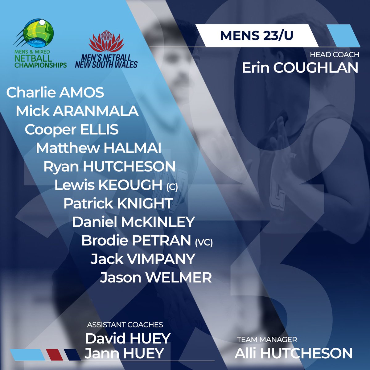 MEN'S 23/Under
A division missing from the NSW squad for a few years, hitting the court in 2023 with a refreshed line up!

The excitement is building for Perth

#ammnachamps2023 #mensnetballnsw #mensnetball #netball #perth