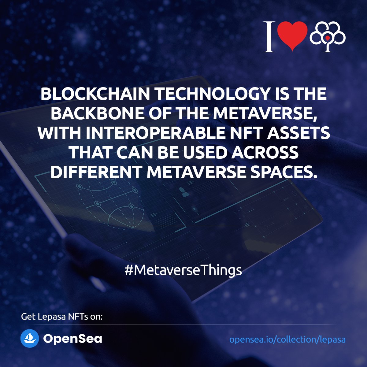 Lepasaorg's tweet photo. #Blockchain technology is the backbone of the metaverse, with interoperable NFT assets that can be used across different metaverse spaces π
#MetaverseThings
#VRE #Web3 #NotJustJPEGs #VR #web3community #Lepasa #Metaverse #MetaverseNFT #Nature #Gaming #metaversegeneration https://t.co/XURK7zPhIt