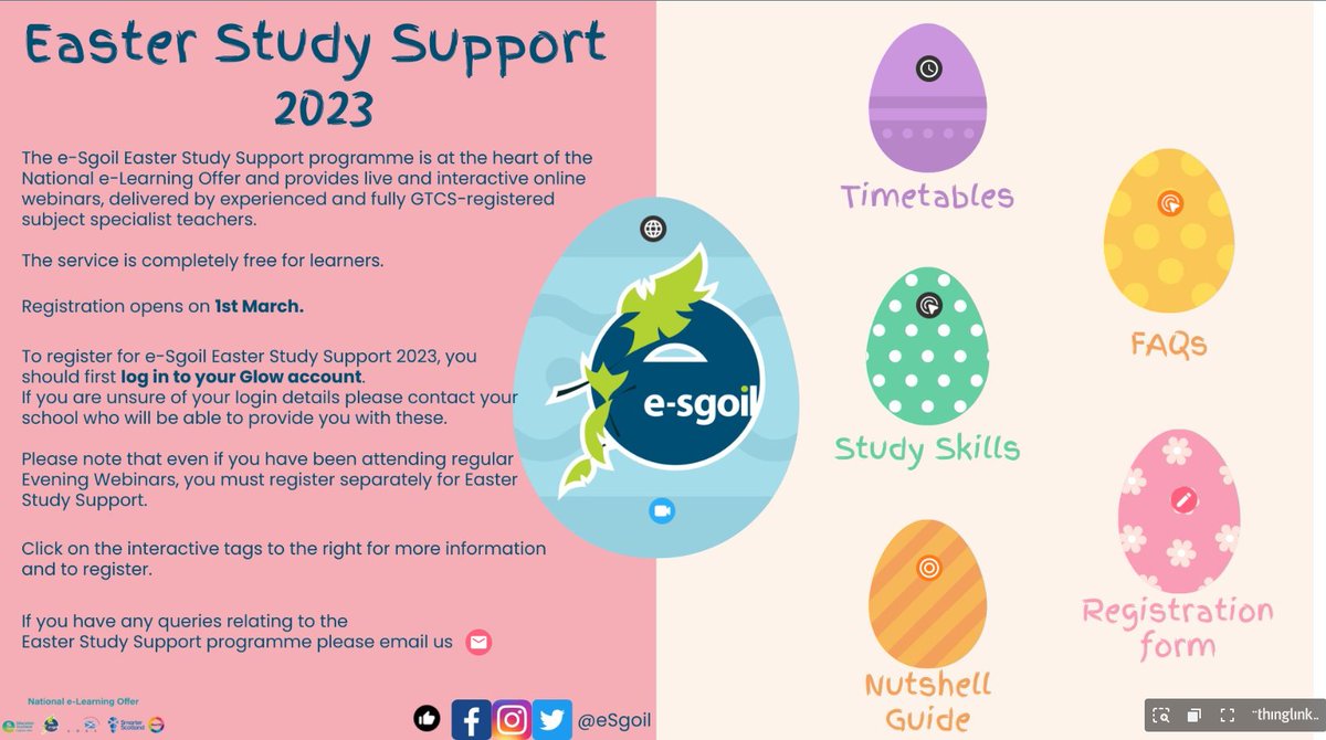 eSgoil's tweet image. Just one week to go before the Easter break.
Check to graphics below to see what's on. 
🟣Look out for announcements next week for some exciting things coming up in term 4.
🟢Remember that our Easter Study Support programme is open for registration.
thinglink.com/view/scene/168…
#NeLO