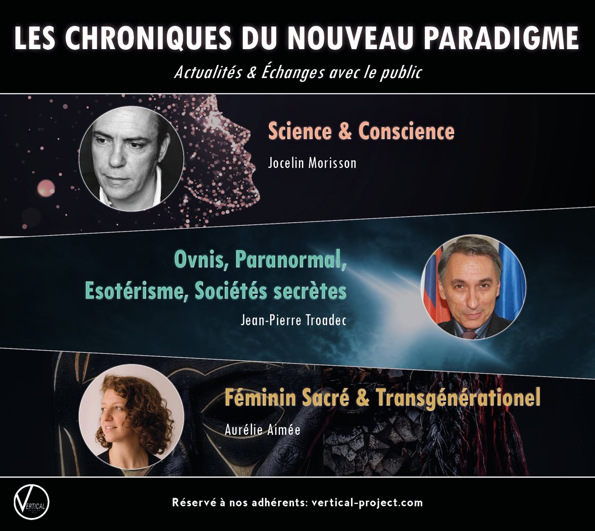 VerticalContact's tweet photo. 📢 RDV mercredi 29 Mars à 20H pour vivre ensemble le premier épisode de ce nouveau format des chroniques du nouveau paradigme, émission présentée par Jocelin Morisson. 

Infos ➡️ https://t.co/tNAsSupgeh #VerticalProject #conscience #femininsacre #alchimiespirituell https://t.co/KCIbTFExb2