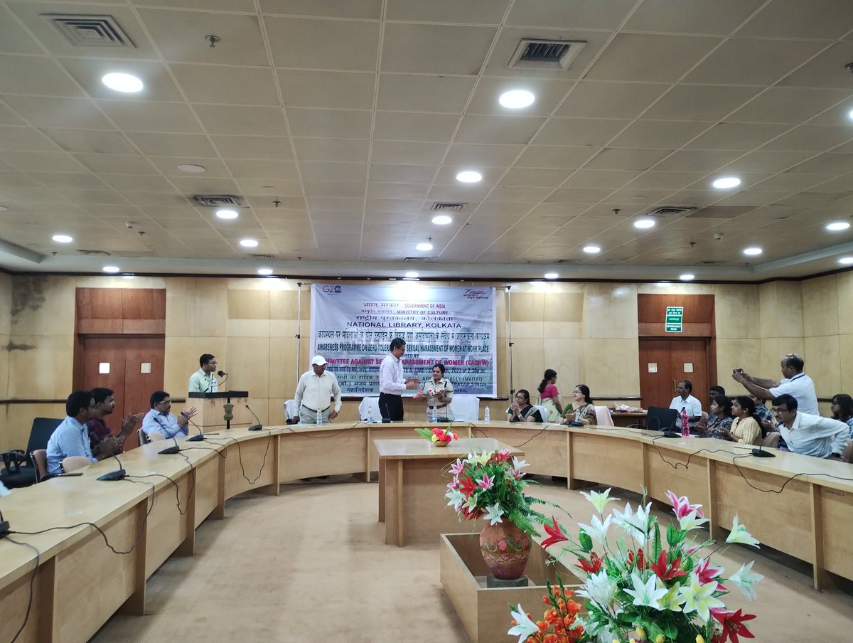 NationalLib_GoI's tweet photo. [1/2]On March23 @NationalLib_GoI organised an Awareness Programme on Zero Tolerance for Sexual Harrasment of Women at Work Place. DG, PLIO &amp; other officials of NL were present at that programme. Bidisha Kalita Dasgupta,IPS,DCP(South Suburban Div,Kol) was the chief guest of honour https://t.co/d7VKJyyZNT