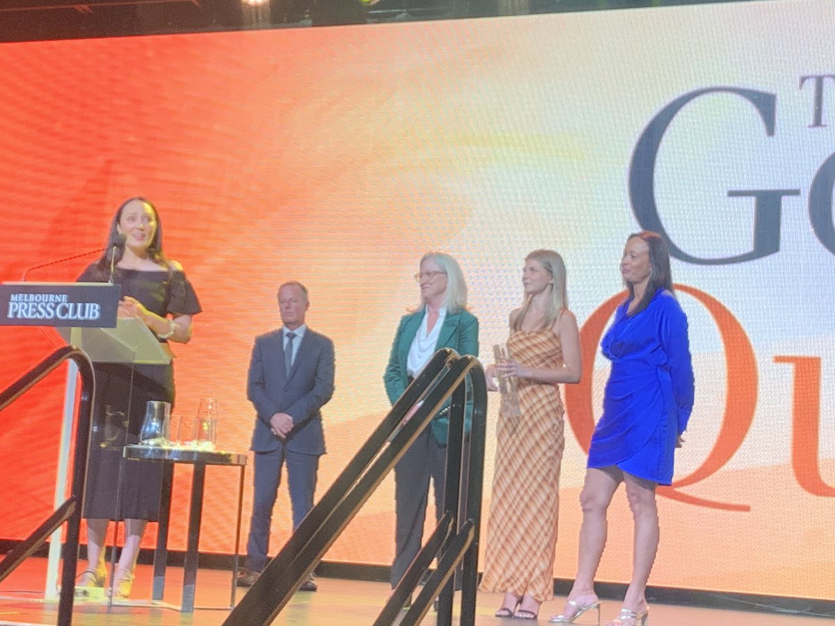 mjrowland68's tweet photo. So proud of my colleagues Bridget Brennan, Brooke Fryer, Suzanne Dredge and Stephanie Zillman for winning the @MelbPressClub Gold Quill for their reporting on the murders and disappearance of too many indigenous women. @abcnews https://t.co/srkmUvCWzX