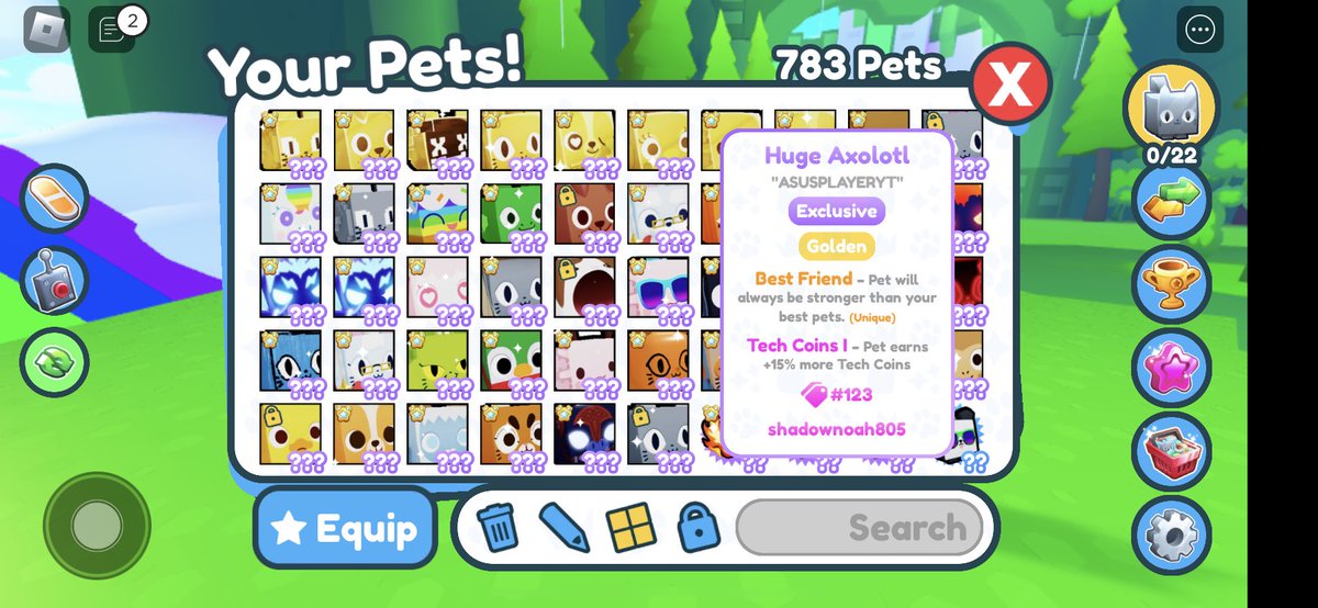 ASusPlayer's tweet image. Huge Axolotl doesn’t have any rap on it! Can you add it please ?! Thanks 😊 #petsimulatorx #robloxpetsimulatorx @BuildIntoGames @prest4n