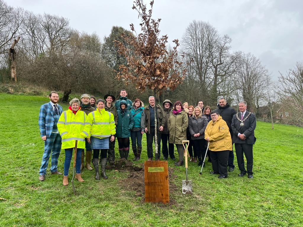 An oak tree has been planted in Penn Hill Park in Yeovil to say thank you to all the staff and members who have contributed to the prosperity of South Somerset from 1974 to 2023 as we look forward to that legacy continuing as part of the new Somerset Council #somersetcouncil
