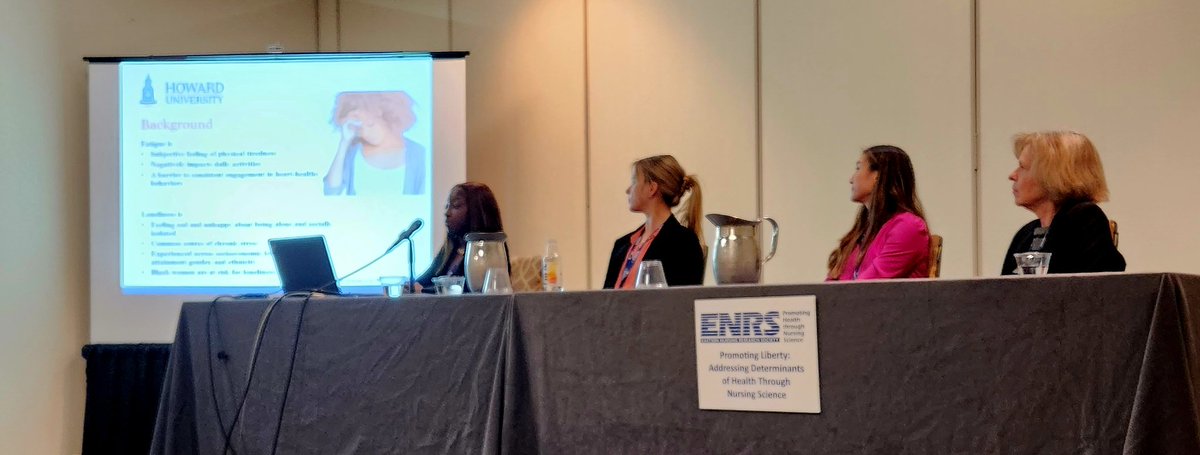 Proof that the #Nursing future is bright! Stellar presentations by #BSN students from Jessica Abene @PennNursing and Jadeion Saunders @HowardU at the standing room only session on #SDOH at #ENRS2023. Mentors are @ArianaMChao and @fwphdrn.