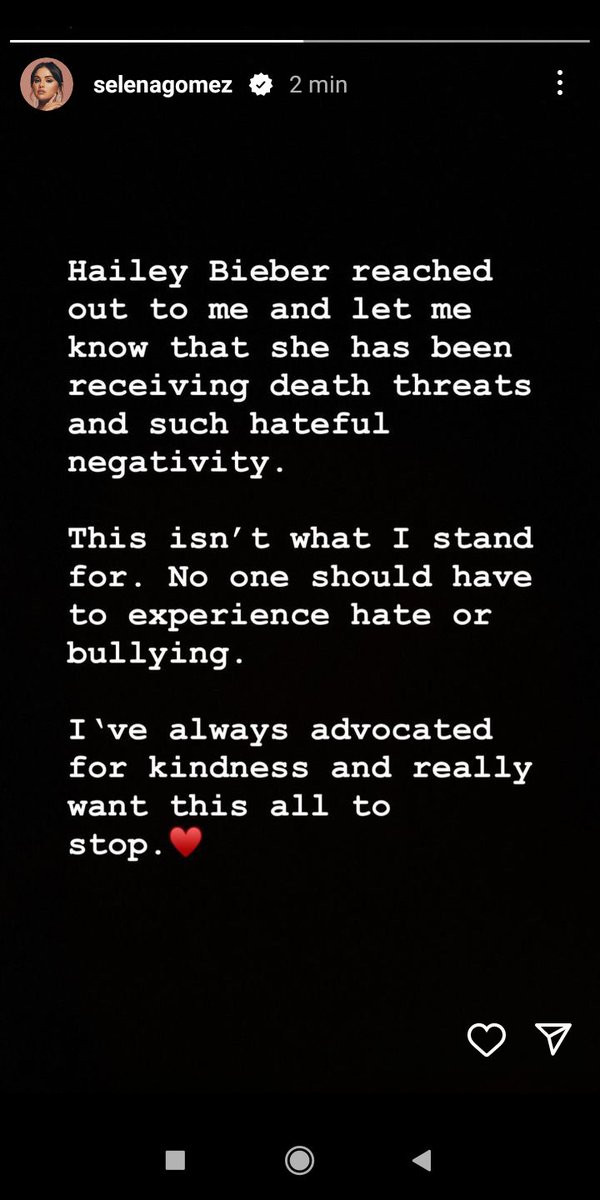 TaniaSelenatika's tweet photo. Selena's story two minutes algo! 😧 @selenagomez #selenagomez 
She is the most amazing woman in the world we dont deserve her 💕 https://t.co/1ZWHyCUKMu