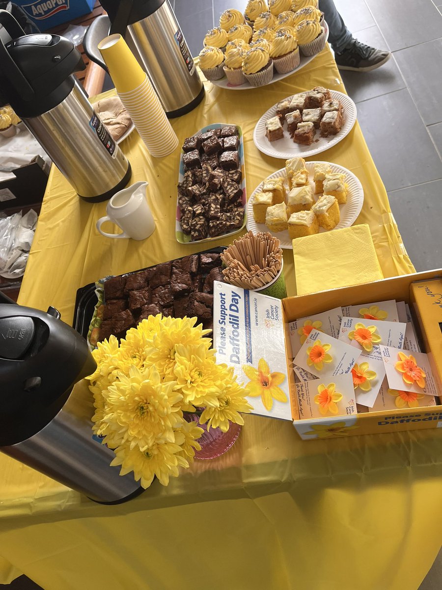 Saoirse (@s_flanagan1) on Twitter photo Very proud of our coffee morning in aid of <a href="/IrishCancerSoc/">Irish Cancer Society</a> for Daffodil day yesterday!
Huge thank you to our sponsors <a href="/brawdotie/">Braw</a>, No13 The Factory, <a href="/hookandladder2/">Hook & Ladder</a> and <a href="/delishcafes/">Delish Cafes</a> from Limerick for amazing cakes and coffee! Very proud of our coffee morning in aid of <a href="/IrishCancerSoc/">Irish Cancer Society</a> for Daffodil day yesterday!
Huge thank you to our sponsors <a href="/brawdotie/">Braw</a>, No13 The Factory, <a href="/hookandladder2/">Hook & Ladder</a> and <a href="/delishcafes/">Delish Cafes</a> from Limerick for amazing cakes and coffee!