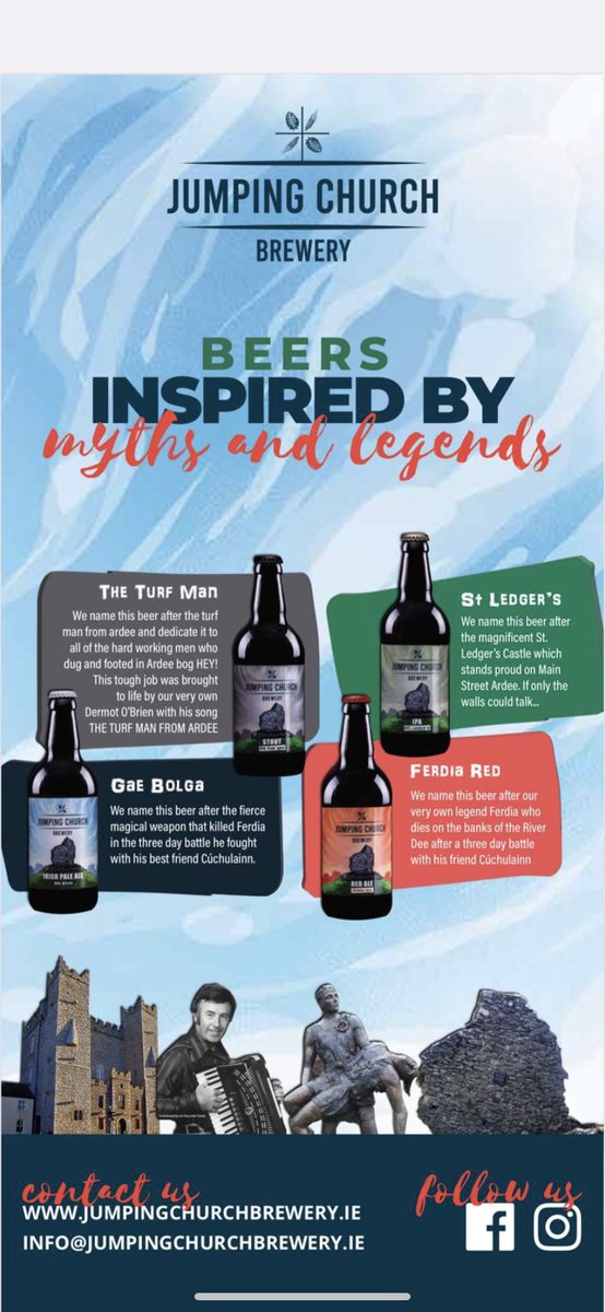 Our wee county is known for its myths &amp; legends… we named our beers after some of these myths &amp; legends. Which one will you try this weekend ☝️ #Louthchat  #supportlocal #jumpingchurchbrewery