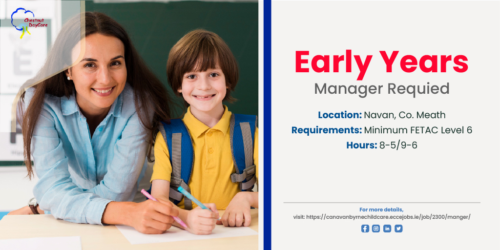 For more details, visit: canavanbyrnechildcare.eccejobs.ie/job/2300/mange…
#childcarejobs #earlyyearsjobs #jobsboard #canavanbyrne