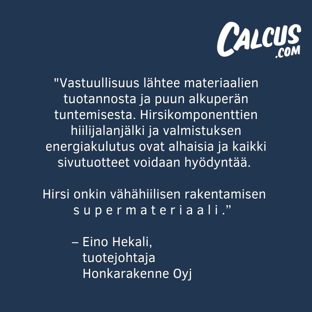 Rakennusala otti koppia vihreästä siirtymästä!  

Oletko tullut ajatelleeksi, että mm. hirsirakentaminen on vastuullista sijoittamista? 
Kyllä, sillä hirsi on vähähiilisen rakentamisen s u p e r m a t e r i a a l i!

Lue lisää mm. kestävästä rakentamisesta:read.epaper.fi/7958/IT5F04y8