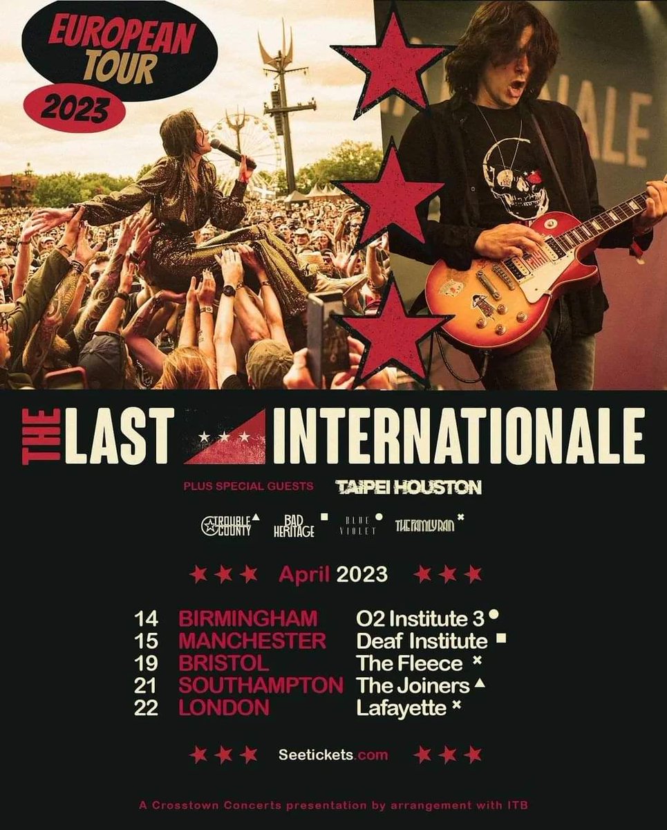 badheritageband's tweet photo. We thought it was about time we tweeted again... 
We're supporting @TLImusic at their show at @DeafInstitute on 15th April 🤯 #tlinyc #thelastinternstionale #deafinstitute #manchesterlive #livebands #independentrock https://t.co/v5kI620A77