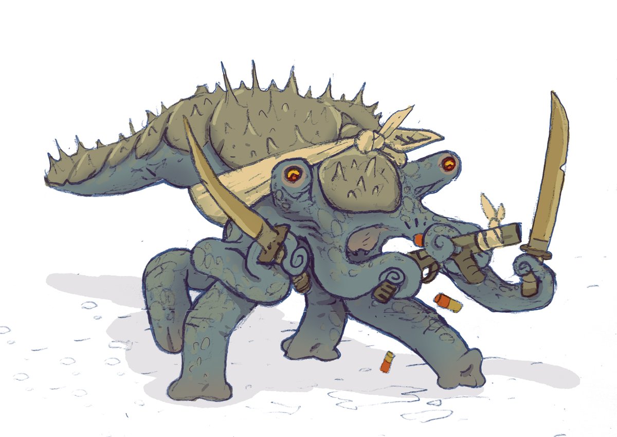 a scaly nautiloid space pirate

Get in touch if you're looking for some cool character designs for your book ttrpg or whateva, also do posters hmu