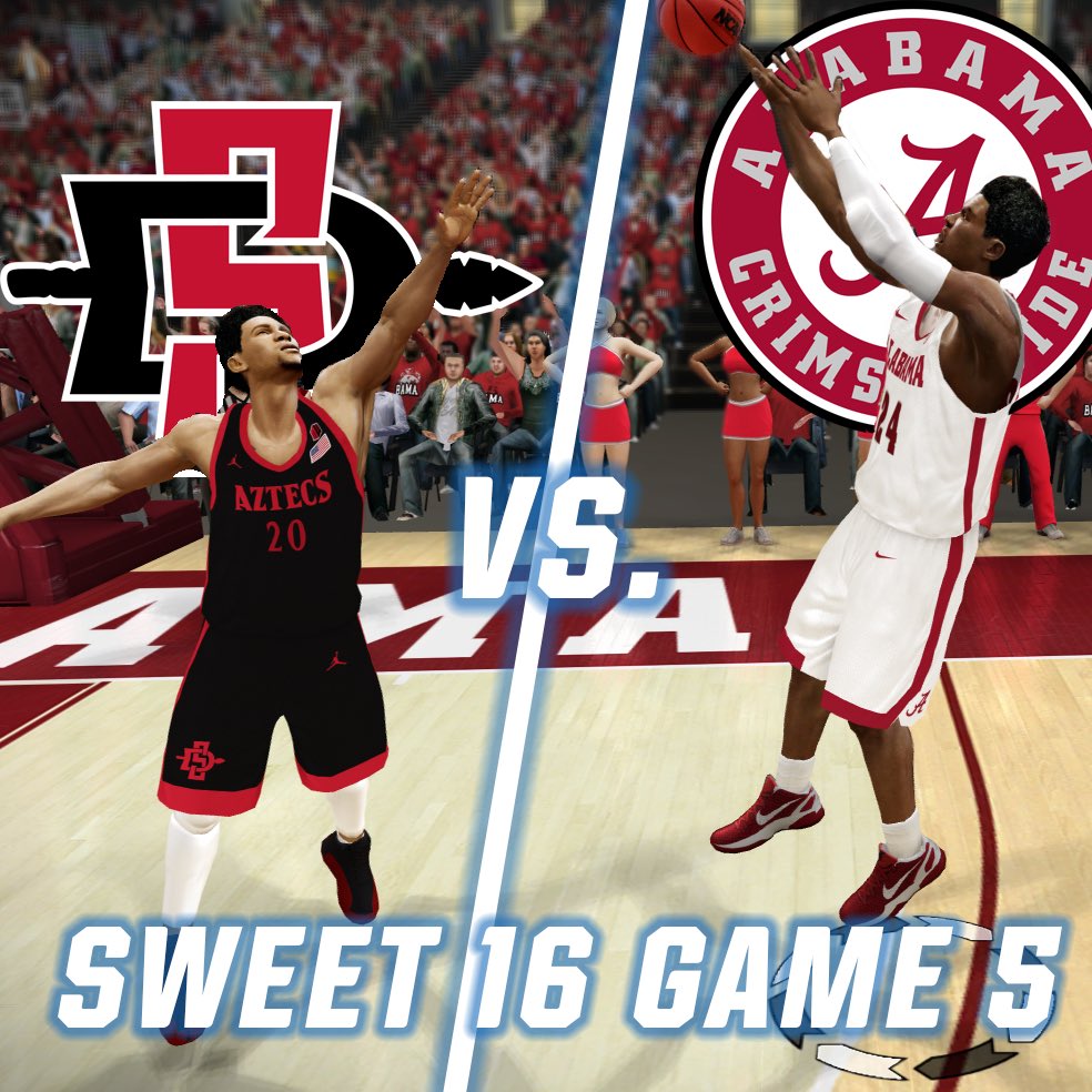 MMLegacyMod's tweet photo. Whew, what a night last night, we’re back with more sweet 16 tonight! 
SDSU takes on Alabama!

Play it now in march madness legacy!

Link in bio. https://t.co/N8UIMkjaAa
