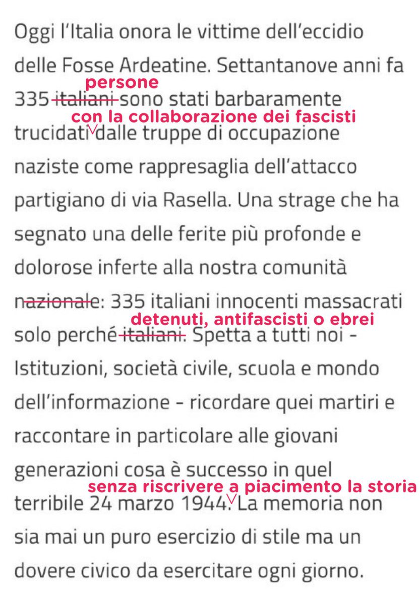 PossibileIt's tweet photo. Il comunicato della Presidente del Consiglio #Meloni sulla Strage delle #FosseArdeatine, corretto. https://t.co/r5mcx0RiVA