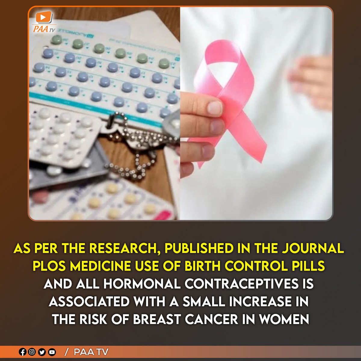 PaaTVLive's tweet image. Hormonal birth control methods raise the risk of breast cancer.

#paatv #hormonal #hormonalbirthcontrol #cancer #breast #breastcancer