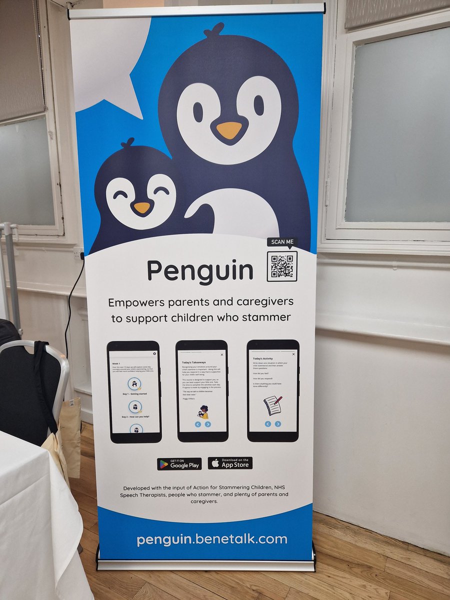 @_asltip Come and see our new Penguin app for parents of children who stammer. Download it free today! Chat with us in the Exhibition room over lunch #AsltipTherapyTalks