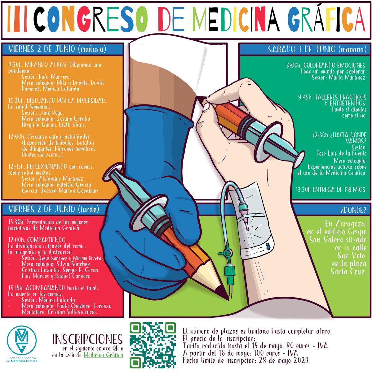 GraficaMedicina's tweet photo. 📢IMPORTANTE: La página del III CONGRESO DE MEDICINA GRÁFICA está ya abierta.

Un evento para profesionales sanitarios, autores de cómic, comunicadores, traductores, pacientes o curiosos
NO HACE FALTA DIBUJAR☺️

Plazas limitadas
#ConMedicinaGráfica

https://t.co/8GT5MyYdrK https://t.co/cDVXUUa2W9