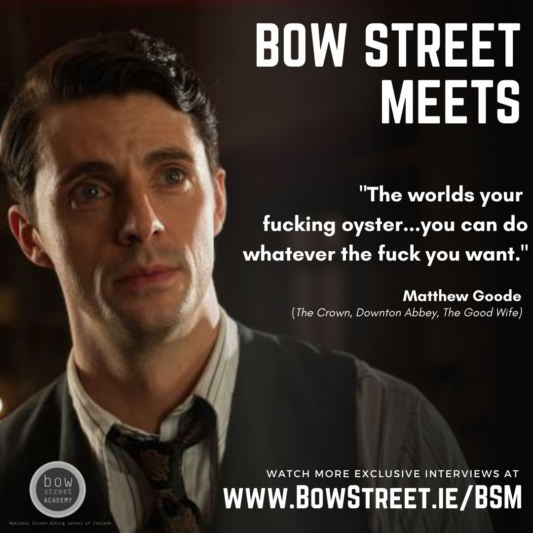 12bowstreet's tweet photo. During Covid/Lockdown Matthew Goode did  2 Q&amp;A's with our students AND a #BowSreetMeets interview.
2 Years later, recent #ProgGrad @RhysMannion is now working with Matthew and Anthony Hopkins on 'Freud's Last Session'. We love happy endings.
Watch: https://t.co/eChkJj9CGr https://t.co/bKdkukRVrO