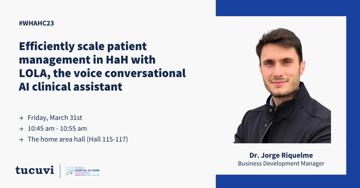 #HospitalAtHome units need tools to scale patient information collection and care prioritization and to reduce HCPs' daily workload manually following up patients. <a href="/riquelmejg/">Jorge Riquelme</a>, will dive deep into this topic at #WHAHC23 during our presentation
ℹ️ℹ️ bit.ly/3moatsO