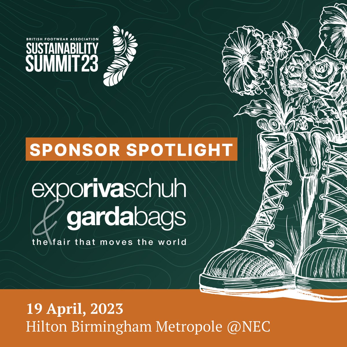 We are thrilled to welcome Expo Riva Schuh and Gardabags as Sustainability Summit sponsor for our upcoming event on 19 April.

Don’t miss your chance to be part of the UK footwear sustainability conversation. Book now - eventbrite.co.uk/e/bfa-sustaina…

#bfasustainabilitysummit
