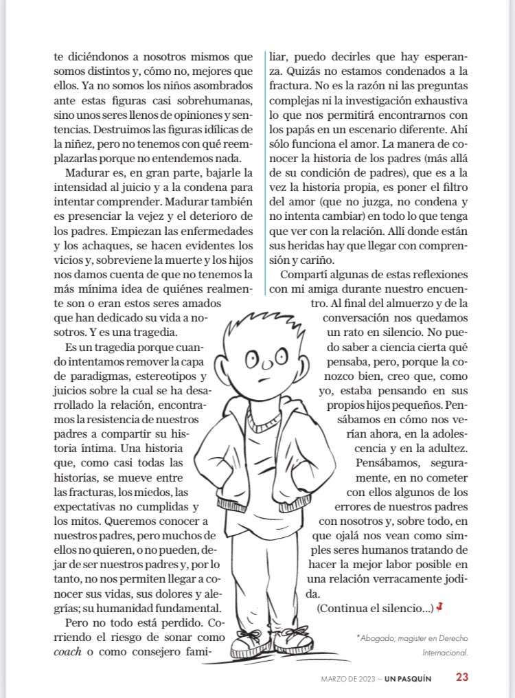 slondonouribe's tweet image. Cada vez estoy más convencido de que con los años, la vida de cualquier ser humano irremediablemente se enfoca en intentar comprender ese gran misterio que son los papás. Va mi columna en @UnPasquin