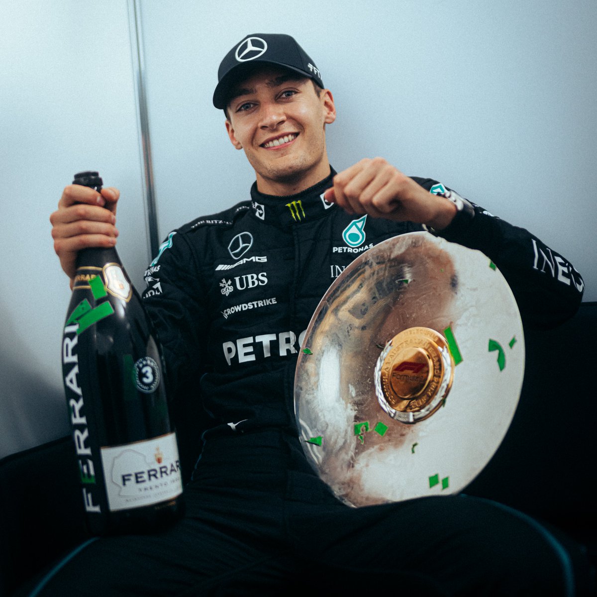 OfficialGR63's tweet photo. One to remember 💙

Throwing it back to George's first podium with Mercedes. 🇦🇺 

#GR63 | #F1 #AustralianGP https://t.co/uHmJWSh02K