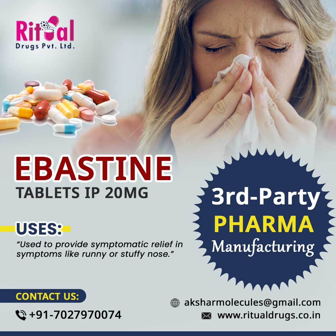 RitualDrugs's tweet photo. 3rd-Party PHARMA Manufacturing EBASTINE TABLETS IP 20MG

Get the Best Third-Party Manufacturing Products &amp;  Services from Ritual Drugs Pvt Ltd. We assure to deliver high-quality products at affordable prices.

👉: https://t.co/OD7QY0usIM

#ritualdrugs #nutraceutical #ayurvedic https://t.co/eSjYffGJJo