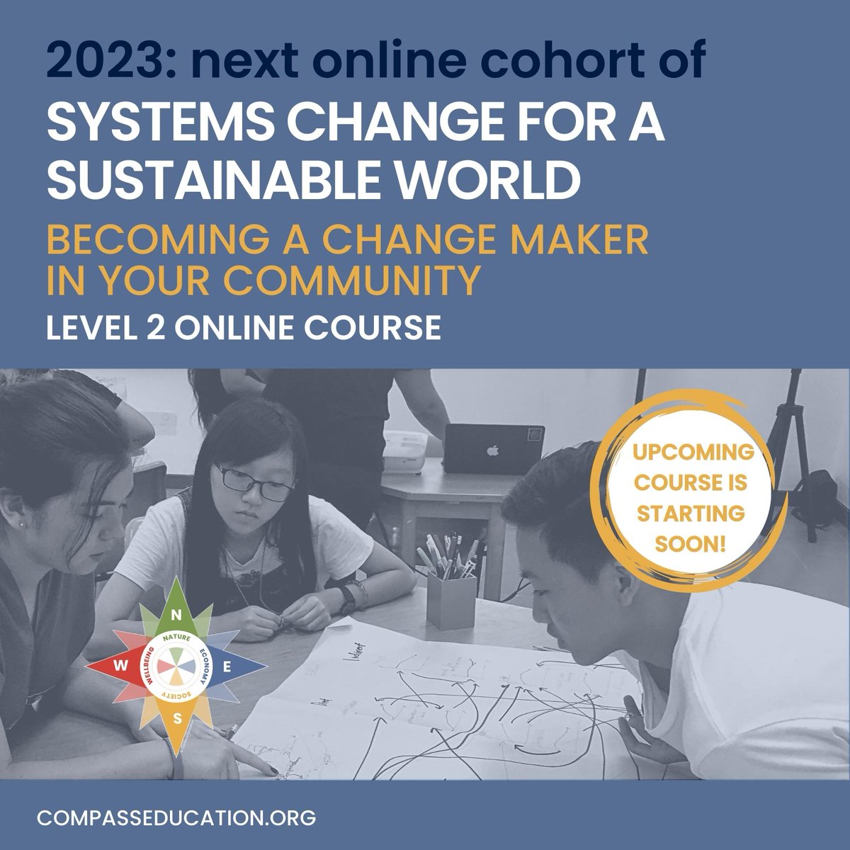 Compass_Ed's tweet photo. Do you want tools to help create systems change?
In this virtual course, participants explore the challenges and means of integrating sustainability values, principles and practice into education.
Up coming course is starting on April 10th! | Info: https://t.co/49B1zeUmzX https://t.co/uulDG87Bmn