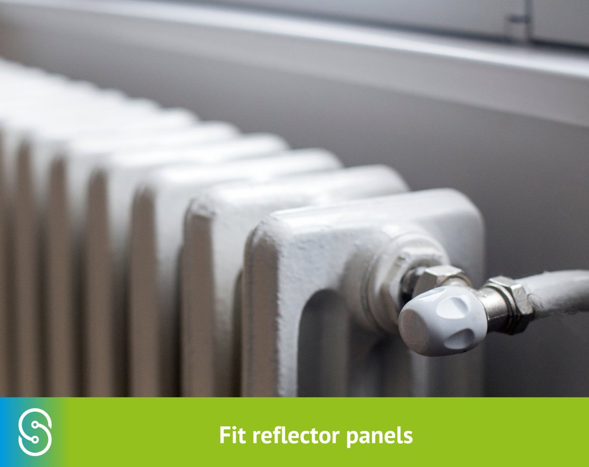 Fitting reflector panels behind your radiators on any uninsulated external walls in your property reflects heat from the radiator back into the room instead of letting the heat out and could save you around £35 a year on bills.

#energysaving #energysavingtips