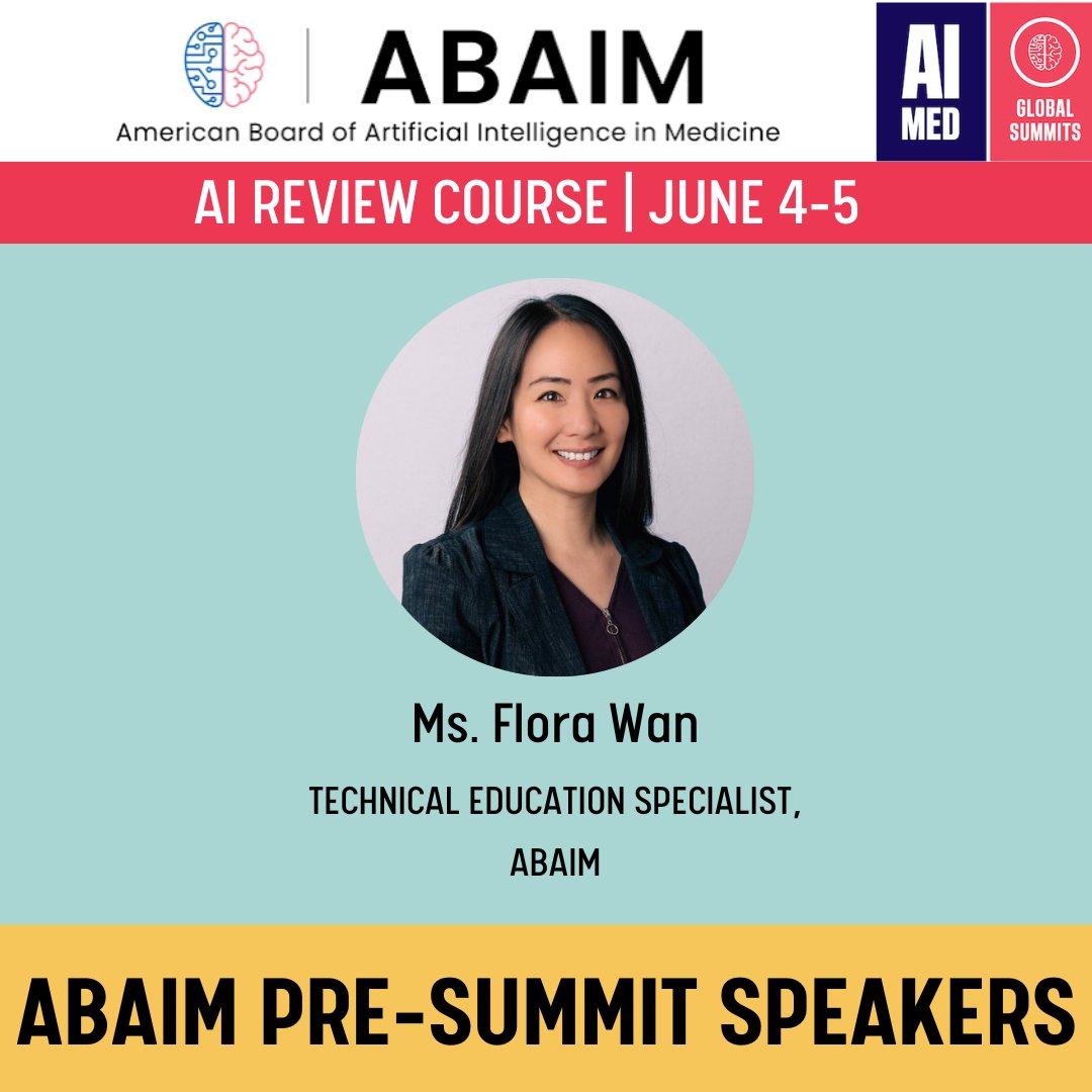 AIMedHQ's tweet photo. Check out the speaker line-up for #ABAIM's #AIReviewCourse! Learn from #AiMed's own @AnthonyChangMD , and ABAIM executives leading the way for AI in medicine, and join the conversation in developing best practices set to advance digital healthcare> https://t.co/roDZbW8SFN https://t.co/tcNI6Cd9rq