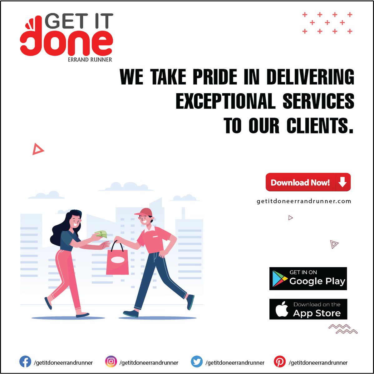 '👑🚀 At Errands Runner, we take pride in delivering exceptional services to our clients! 💯🌟  

📲 iOS: apps.apple.com/us/app/get-it-…
📲 Android: play.google.com/store/apps/det…

 #ErrandsRunner #ExceptionalServices #MobileApp #ConvenienceAtYourFingertips
