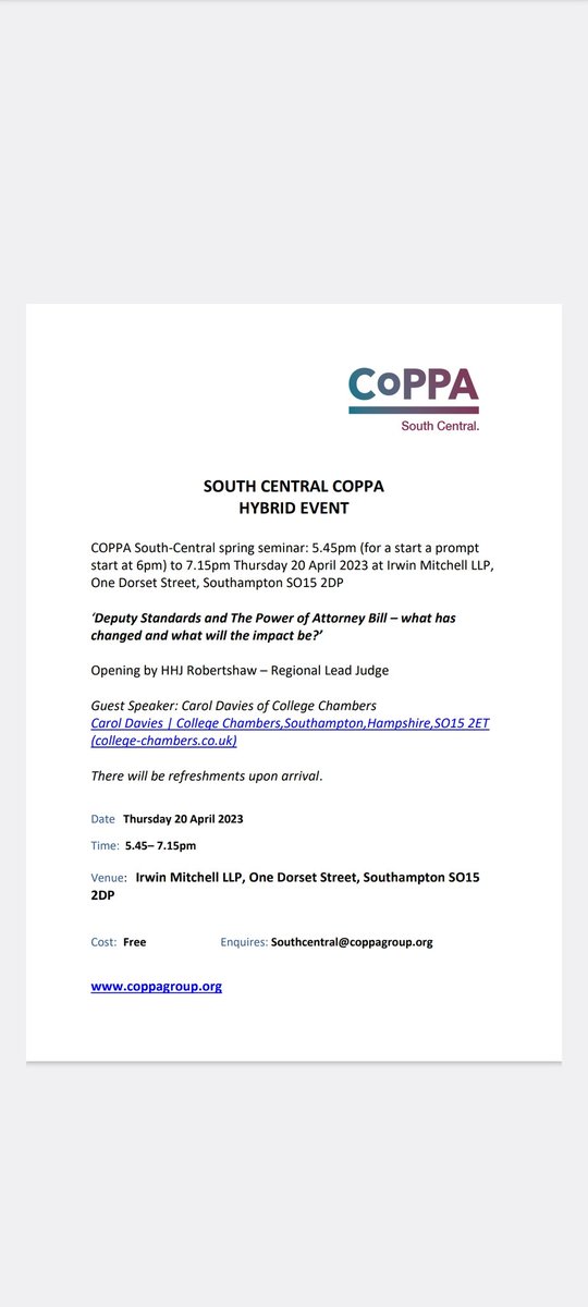 We are delighted that HHJ Robertshaw will be opening our hybrid spring event on 20 April. See details below and get in touch now to book your (free) space!