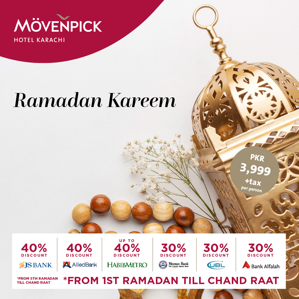 movenpickKHI's tweet image. Experience a lavish Ramadan at Movenpick Hotel Karachi with exclusive bank discounts on your Iftar and Suhoor meals! Indulge in a variety of delicious cuisines and relish in the spirit of the holy month with your loved ones.

#ramadan2023 #movenpick