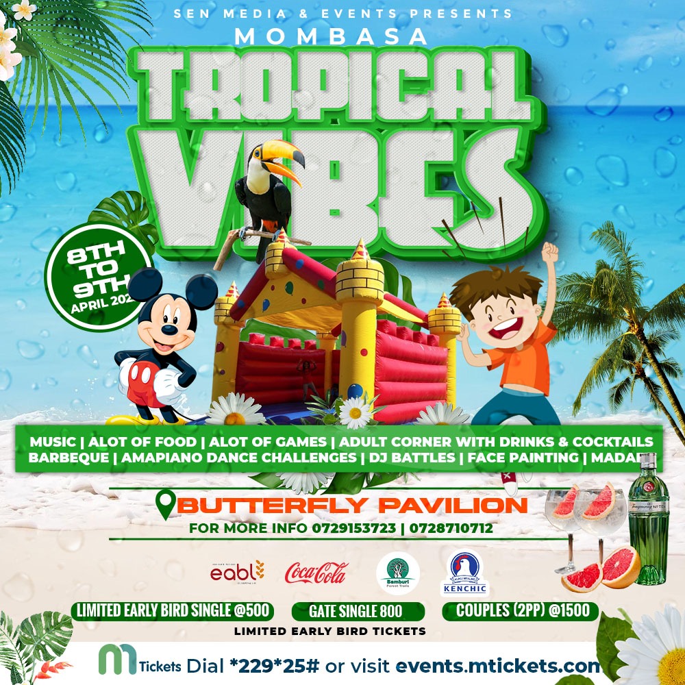 djleniumkenya's tweet photo. I am going to be bringing  you nothing but good vibes and happiness. See you on the 8th and 9th of April at Butterfly Pavillion, Mombasa County. 

Get your early birds tickets today by simply dialing  *229*25# or Visit https://t.co/kggdDcKXld…
#TropicalVibesKE https://t.co/dE6TizttLw