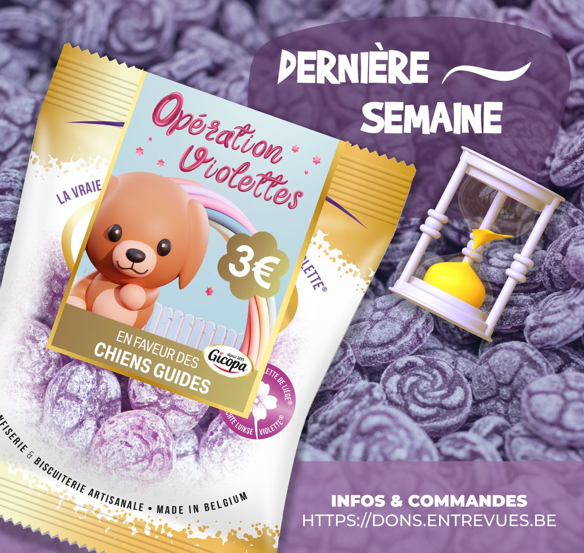 ASBLEntrevues's tweet photo. Dernière semaine pour l'Opération Violettes 2023. N'hésitez pas à vous faire plaisir tout en participant à la formation d'un futur chien guide.

https://t.co/GEofn7tmIz https://t.co/q4xNj1pLwu