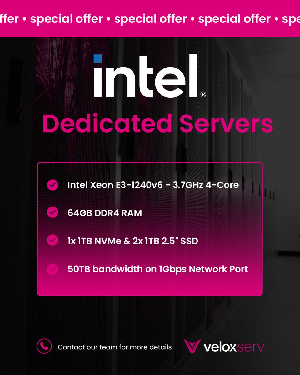 VeloxServ's tweet photo. Intel Xeon Dedicated Servers - IN STOCK @ £70/mo with Free Setup. Fully Customisable! Get in touch to discuss and order!
✉️ sales@veloxserv.co.uk
#dedicatedservers #baremetal #intelservers #ukserver #dedi #intel #xeon https://t.co/1Ra3pcnuLV