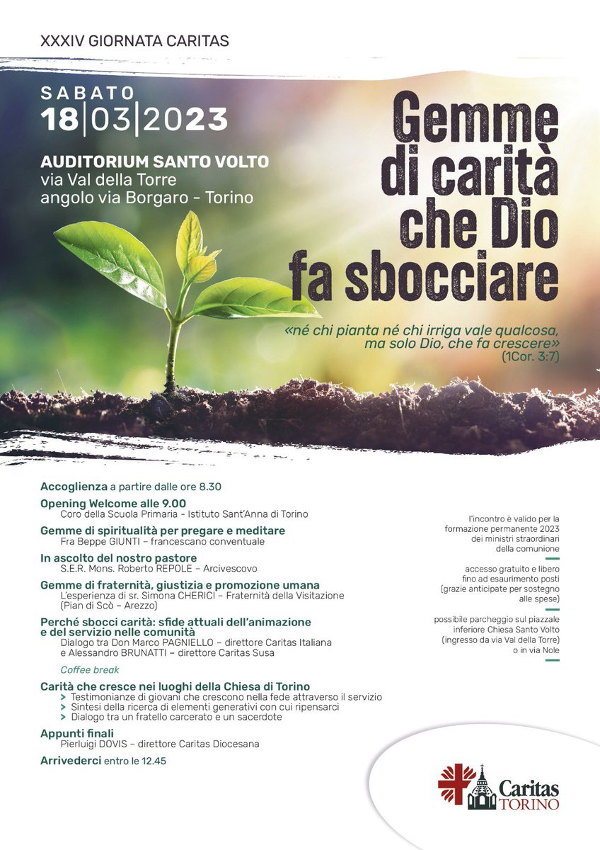 XXXIV GIORNATA CARITAS 18 marzo 2023 Diocesi di Torino 👉🏻 VIDEO integrale al link: 
youtu.be/hmaFkF33F60