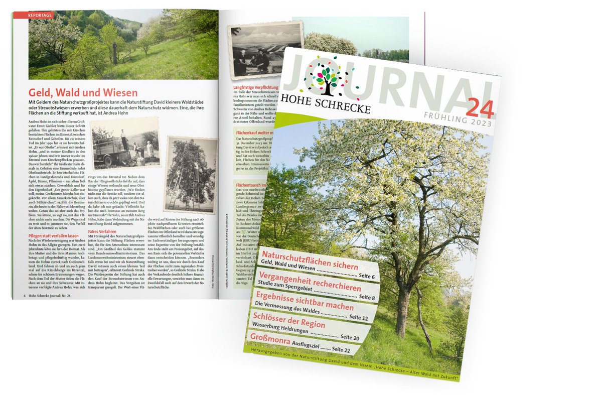 Pünktlich zum Wochenende: das #HoheSchrecke-Journal Nr. 24 ist online! Neues aus unserem #Naturschutzgroßprojekt 🌳🌸🌳, zur Geschichte und der Erforschung des alten Waldes und aus der Region in Nord-#Thueringen. Download hier: naturstiftung-david.de/schrecke/hohe-…