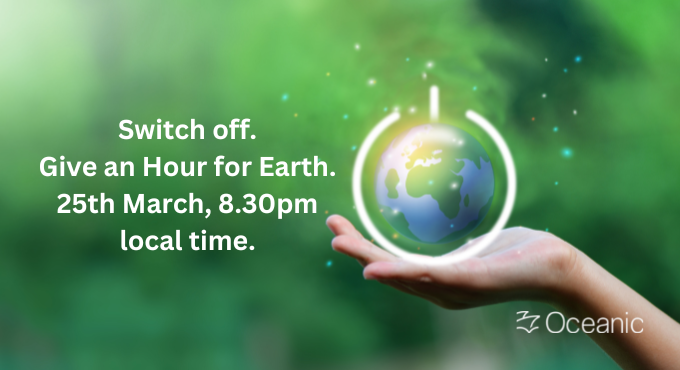 Oceanic_MS's tweet photo. Switch off. Give an Hour for Earth. 25th of March, 8.30pm local time.
Raising awareness and inspire collective action against climate change and nature loss, reconnecting with, and helping restore our environment.
Read more at: https://t.co/9ecKPOTj5F
#Oceanic #OceansFirst https://t.co/EyiYWSteH0