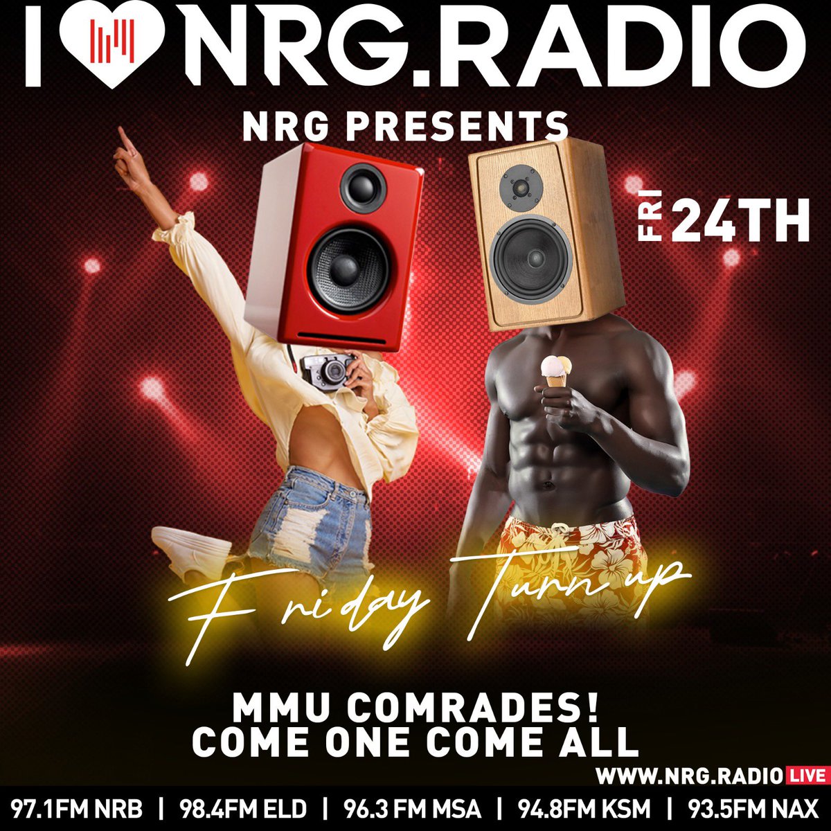 NRGRadioKenya's tweet photo. Comrades assemble 😎😎
Leo from 3 PM nikutokezeaa and catch a vibe with the entire NRG team who will be in your area code 🕺🕺
Tell a comrade to tell another comrade 😉😉
#NRGRadioAtMMU https://t.co/qi0lulbrSc